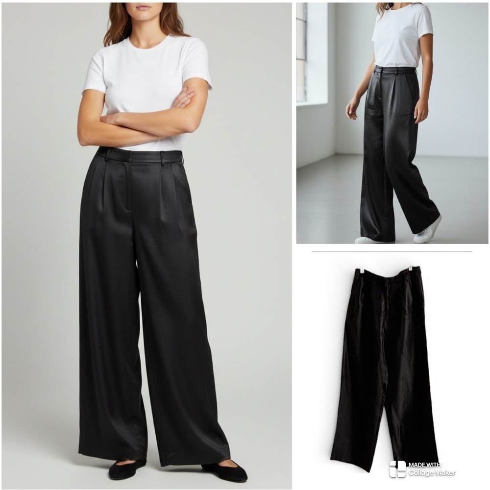 Able Black shiny Wide-Leg Trousers